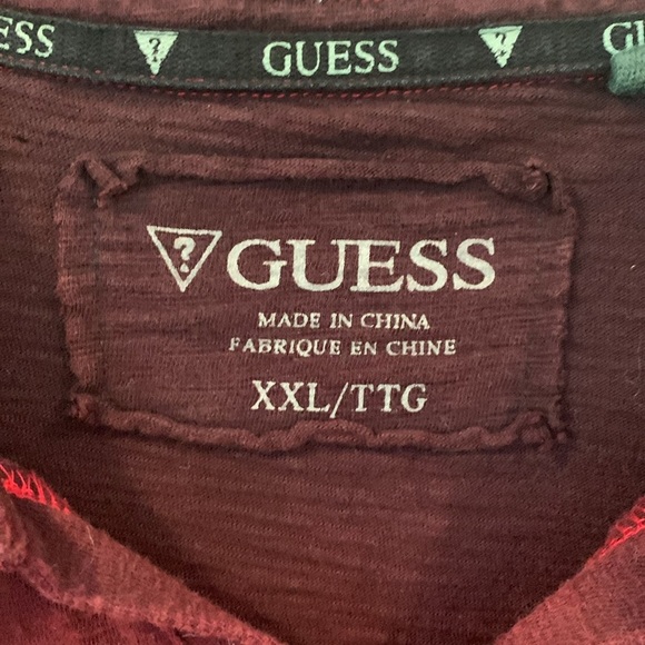 Guess Red Gradient Ombré Short Sleeve Polo Shirt Men’s XXL - Picture 3 of 7